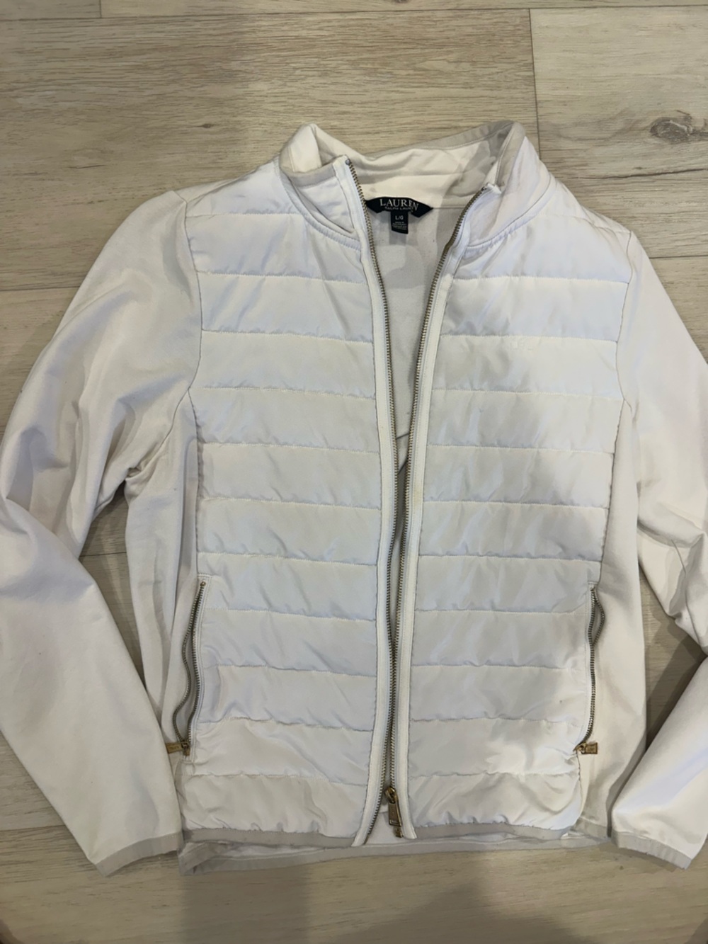 Ralph Lauren White Quilted Zip-Front Jacket